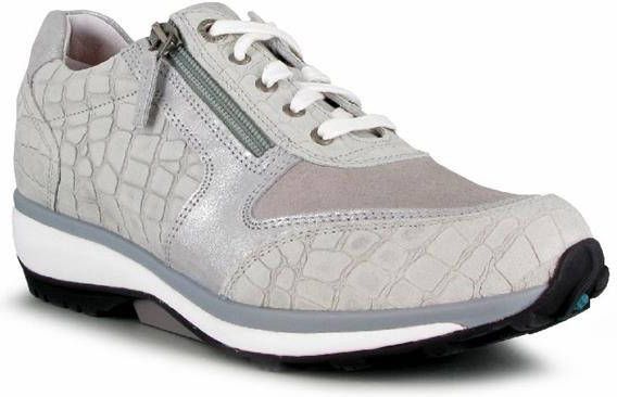 Xsensible Vrouwen Leren Crocoprint Lage sneakers Damesschoenen 30103.2 Wembley Beige