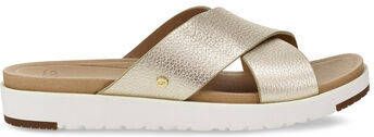 Ugg Kari Metallic Slide Sandalen voor Dames in Gold | Leder