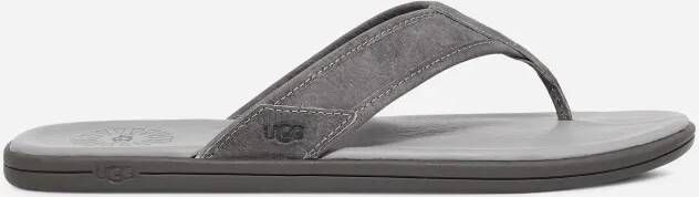 Ugg Seaside Leather-teenslipper voor heren in Medium Grey