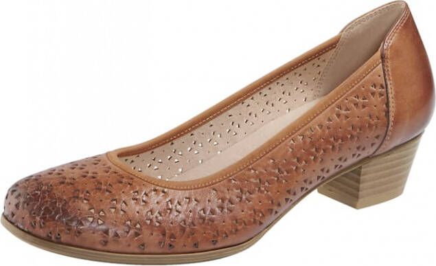 MONA Pump met zomerse openingen Cognac