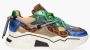 DWRS LABEL Jupiter leopard Green Blue Groen Leer Lage sneakers Dames - Thumbnail 4