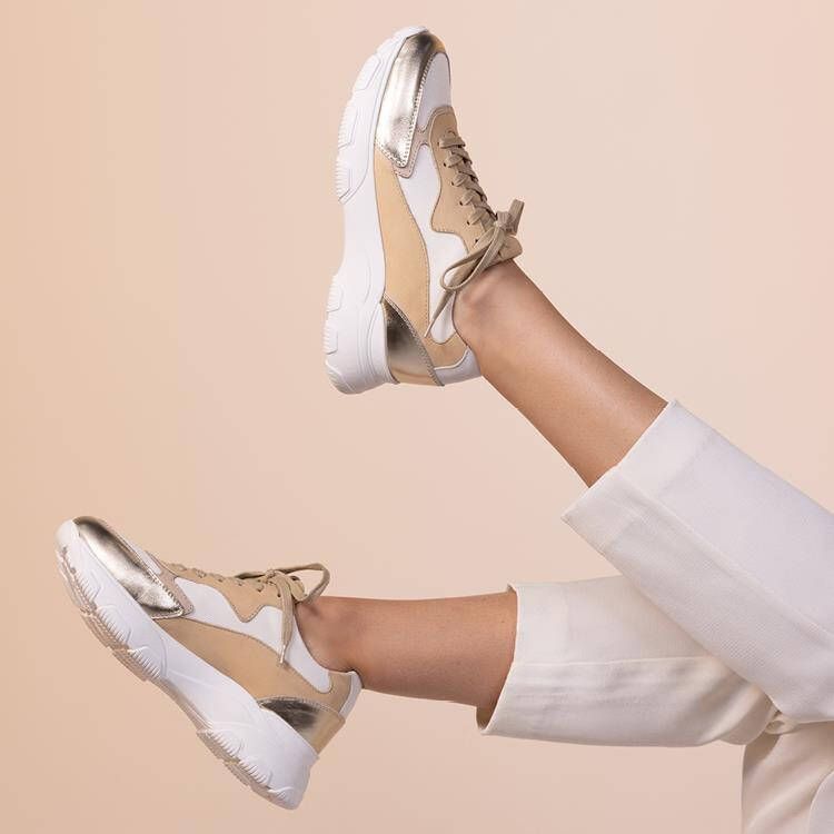 Monique Smit Kim sneaker white gold