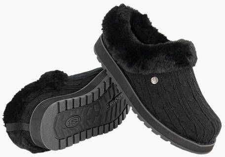 Skechers Zwarte instap pantoffel gevoerd