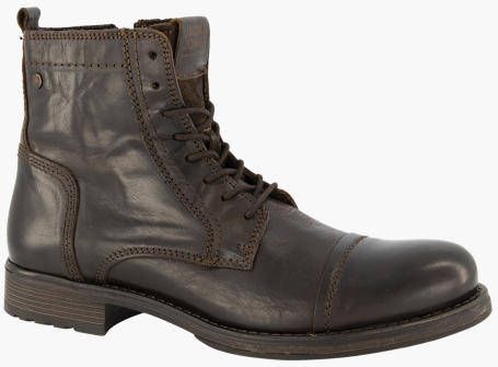 Jack And Jones Donkerbruine leren veterboot Jfw Russel