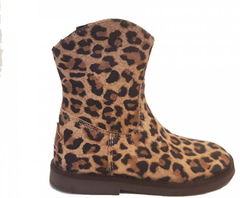 ShoesMe Bruine Laarsjes Panter Print