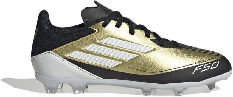 adidas F50 Messi League Gras Voetbalschoenen (FG) Kids Goud Zwart Wit