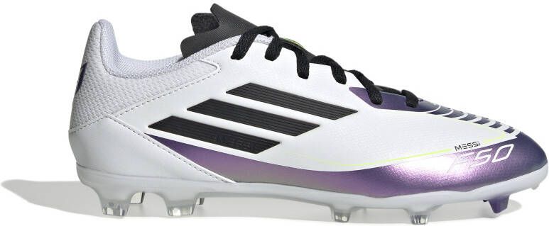 Adidas F50 Messi League Gras Voetbalschoenen (FG) Kids Wit Paars Zwart