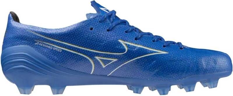 Mizuno Alpha Japan Gras Voetbalschoenen (FG) Blauw Wit Goud