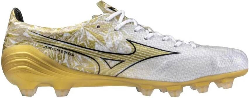 Mizuno Alpha Japan Gras Voetbalschoenen (FG) Wit Goud Zwart