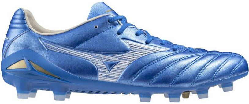 Mizuno Monarcida Neo III Pro Gras Voetbalschoenen (FG) Blauw Wit Goud