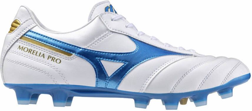 Mizuno Morelia II Pro Gras Voetbalschoenen (FG) Wit Blauw Goud