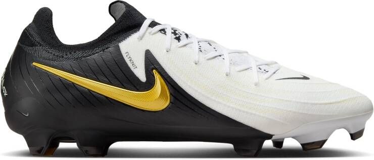 Nike Phantom GX II Pro Gras Voetbalschoenen (FG) Zwart Gebroken Wit Goud