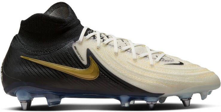 Nike Phantom Luna II Elite IJzeren-Nop Voetbalschoenen (SG) Pro Player Zwart Gebroken Wit Goud