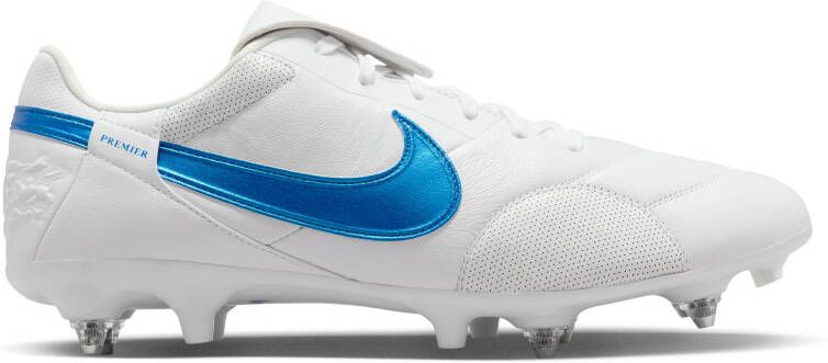 Nike Premier III IJzeren-Nop Voetbalschoenen (SG) Anti-Clog Wit Blauw