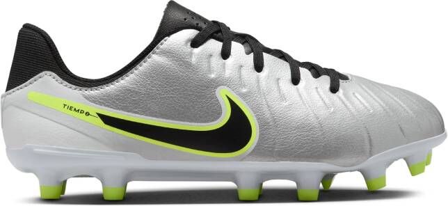 Nike Tiempo Legend 10 Academy Gras Kunstgras Voetbalschoenen (MG) Kids Zilver Zwart Neongeel