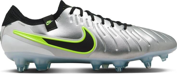 Nike Tiempo Legend 10 Elite IJzeren-Nop Voetbalschoenen (SG) Anti-Clog Zilver Zwart Neongeel