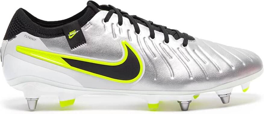 Nike Tiempo Legend 10 Elite IJzeren-Nop Voetbalschoenen (SG) Pro Player Zilver Zwart Neongeel