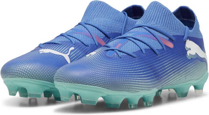 PUMA Future 7 Match Gras Kunstgras Voetbalschoenen (MG) Dames Blauw Turquoise Wit