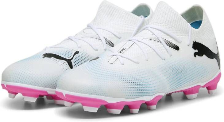 PUMA Future 7 Match Gras Kunstgras Voetbalschoenen (MG) Kids Wit Roze Zwart