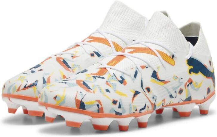 PUMA Future 7 Match Neymar Jr. Gras Kunstgras Voetbalschoenen (MG) Wit Oranje Multicolor