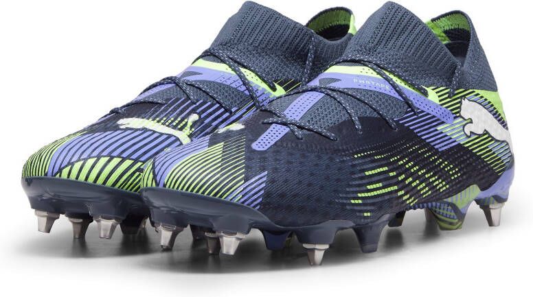 PUMA Future 7 Ultimate IJzeren-Nop Voetbalschoenen (SG) Grijs Paars Groen Wit