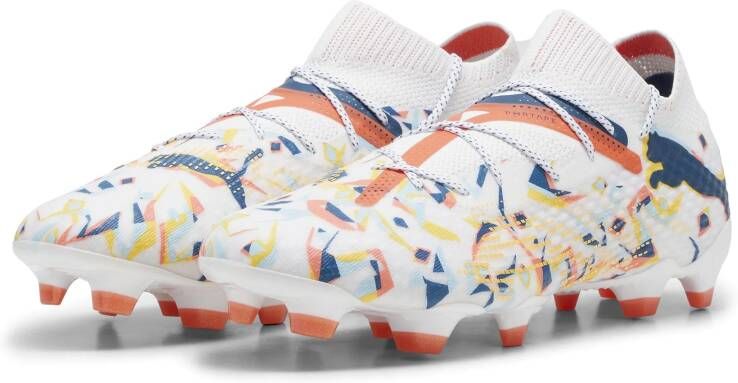 PUMA Future 7 Ultimate Neymar Jr Gras Kunstgras Voetbalschoenen (MG) Wit Oranje Multicolor