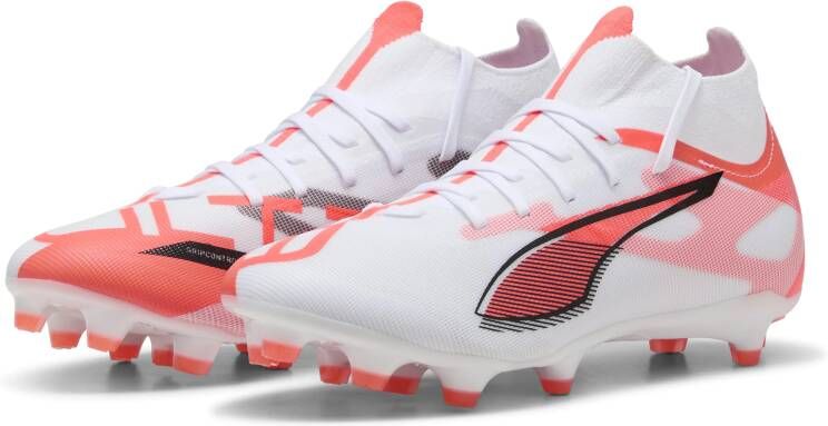 PUMA Ultra 5 Match+ High Gras Kunstgras Voetbalschoenen (MG) Dames Wit Zwart Rood