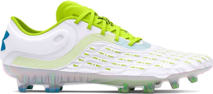 Under Armour Clone Magnetico Elite 3.0 Gras Voetbalschoenen (FG) Wit Lichtgroen Blauw