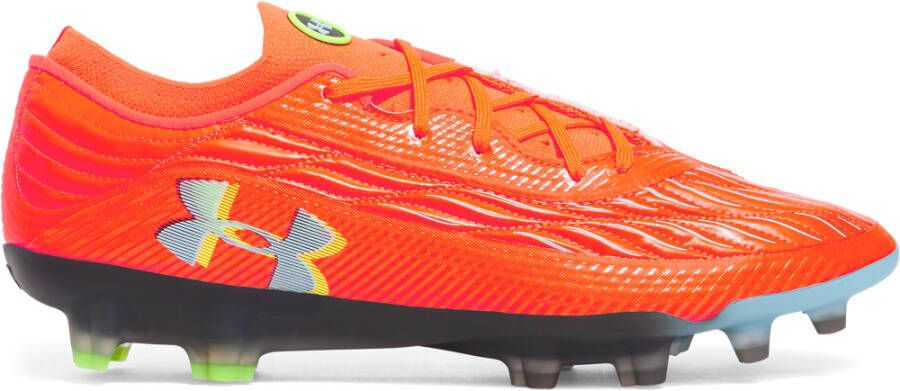 Under Armour Magnetico Elite 4.0 Gras Voetbalschoenen (FG) Oranje Grijs Neongeel