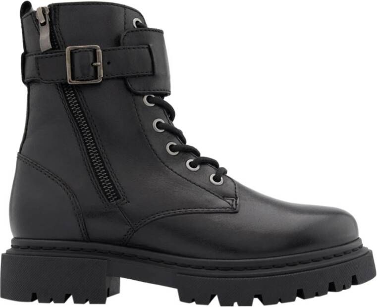 5th Avenue chunky leren veterboots zwart