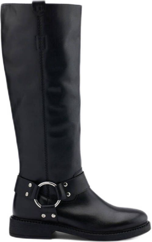 5th Avenue leren bikerboots zwart