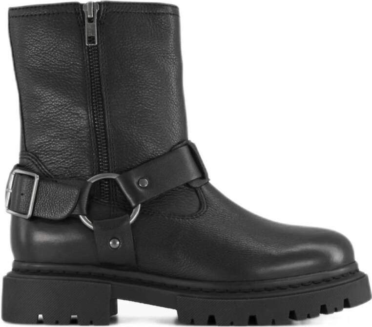 5th Avenue leren bikerboots zwart