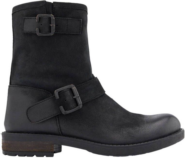 5th Avenue leren bikerboots zwart