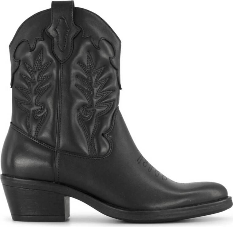 5th Avenue leren cowboylaarzen zwart