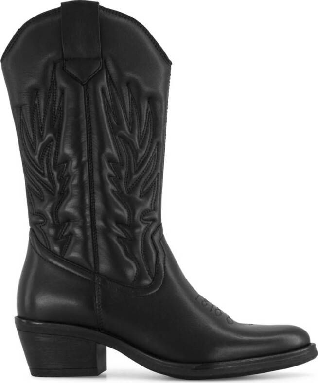 5th Avenue leren cowboylaarzen zwart