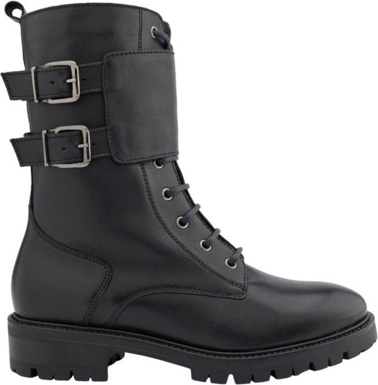 5th Avenue leren veterboots zwart