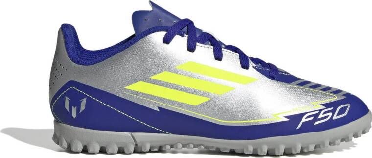 Adidas Perfor ce F50 Club Messi junior voetbalschoenen zilvermetallic kobaltblauw geel