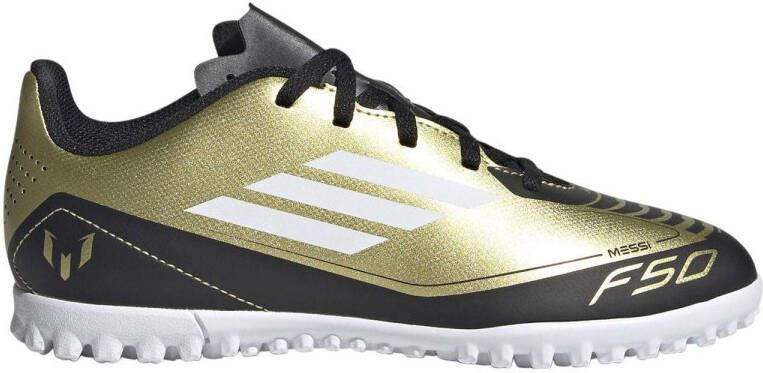 Adidas Perfor ce F50 Club Messi voetbalschoenen metallic goud wit zwart Imitatieleer 37 1 3