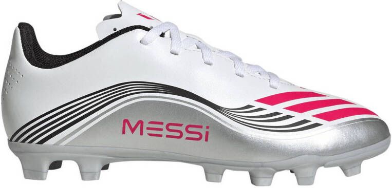 Adidas Perfor ce F50 Messi Club FG MG junior voetbalschoenen wit rood grijs
