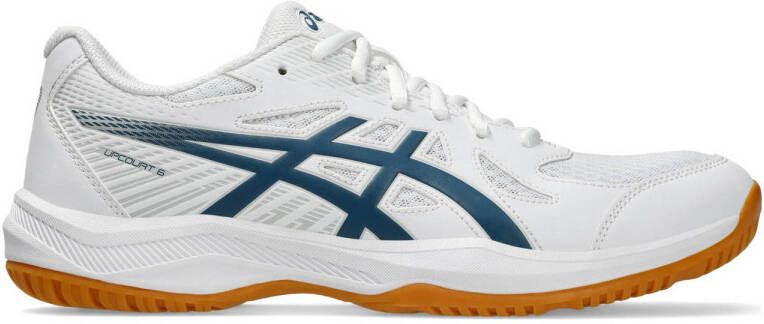 ASICS Upcourt 6 zaalsportschoenen wit donekrblauw