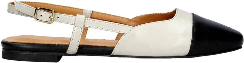 Babouche Janna-1 leren slingback loafers wit zwart