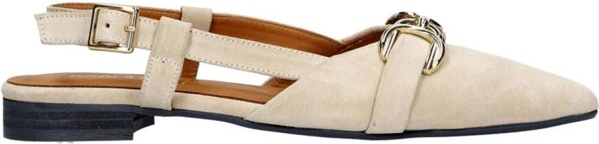 Babouche Leonore-2 suède slingback loafers ecru