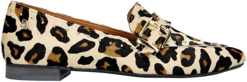 Babouche Luna 8 leren loafers met panterprint beige