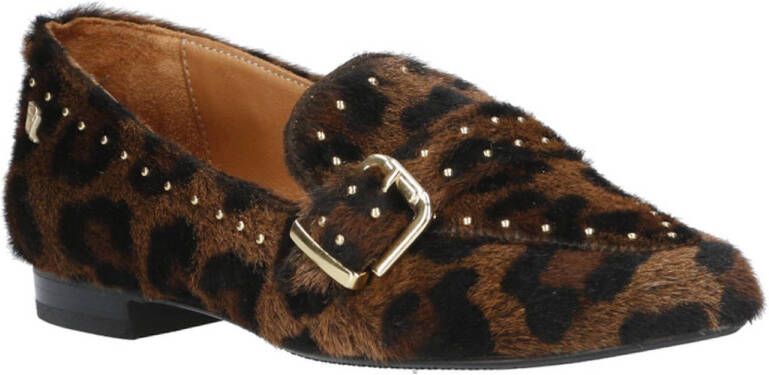 Babouche Luna 8 leren loafers met ponyhair bruin