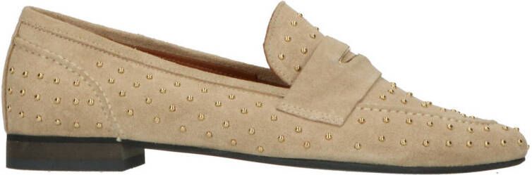 Babouche Maya 2 suède loafers met studs beige