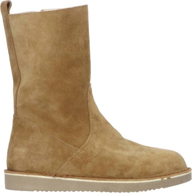 Babouche suède enkelboots cognac