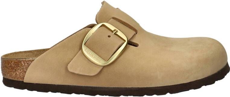 Birkenstock Boston Big Buckle nubuck clogs beige