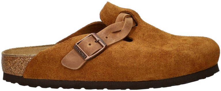 Birkenstock Boston Braided suède clogs cognac