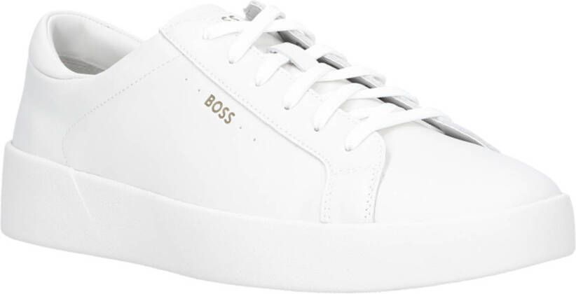 Boss Witte Leren Sneakers met Zijlogo White Heren