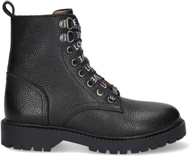 Braqeez Bowie Boston leren veterboots zwart Meisjes Leer 30